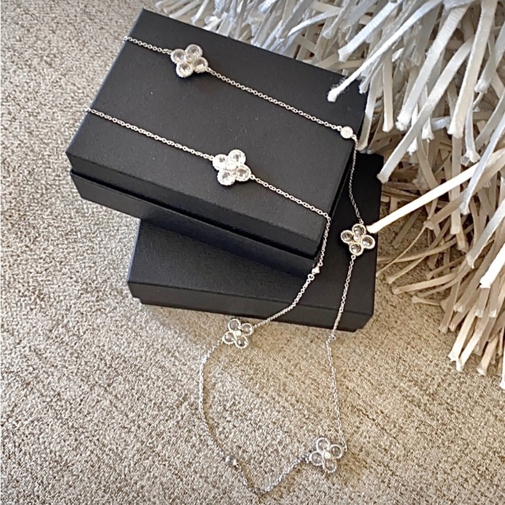 🪞 NEW flor crystal long link necklace in sterling silver
